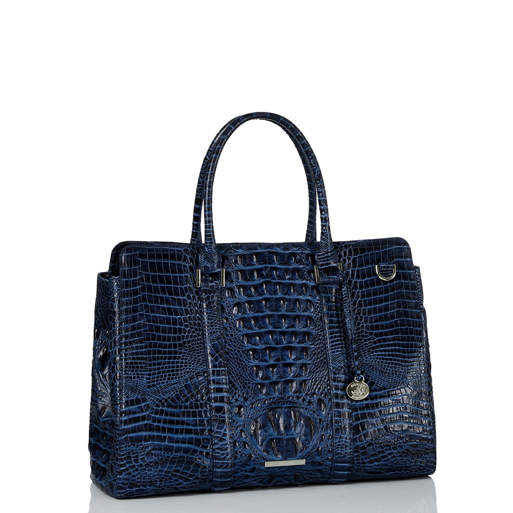 Navy Brahmin Finley Carryall Women's Satchel Bags | 5476180-PZ